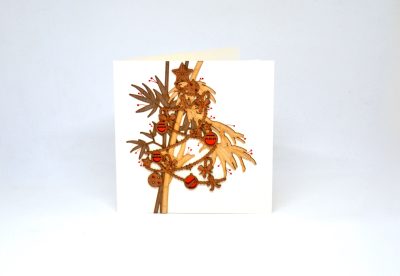 Wood-cut Card : Bamboo with Baubles