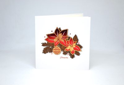Wood-cut Card : Christmas Poinsettia