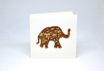 Wood-cut Card : Elephant