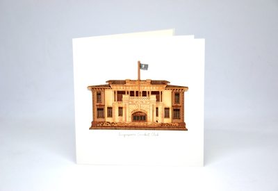 Wood-cut Card : Singapore Cricket Club