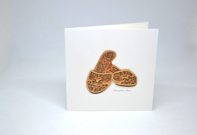 Wood-cut Card : Peranakan shoes