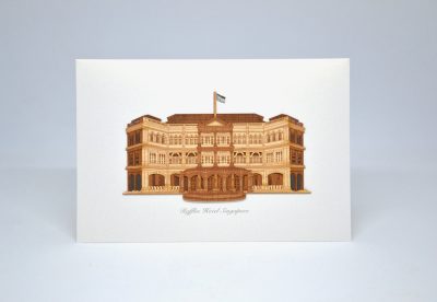 Wood-cut Card : Raffles Hotel, Singapore