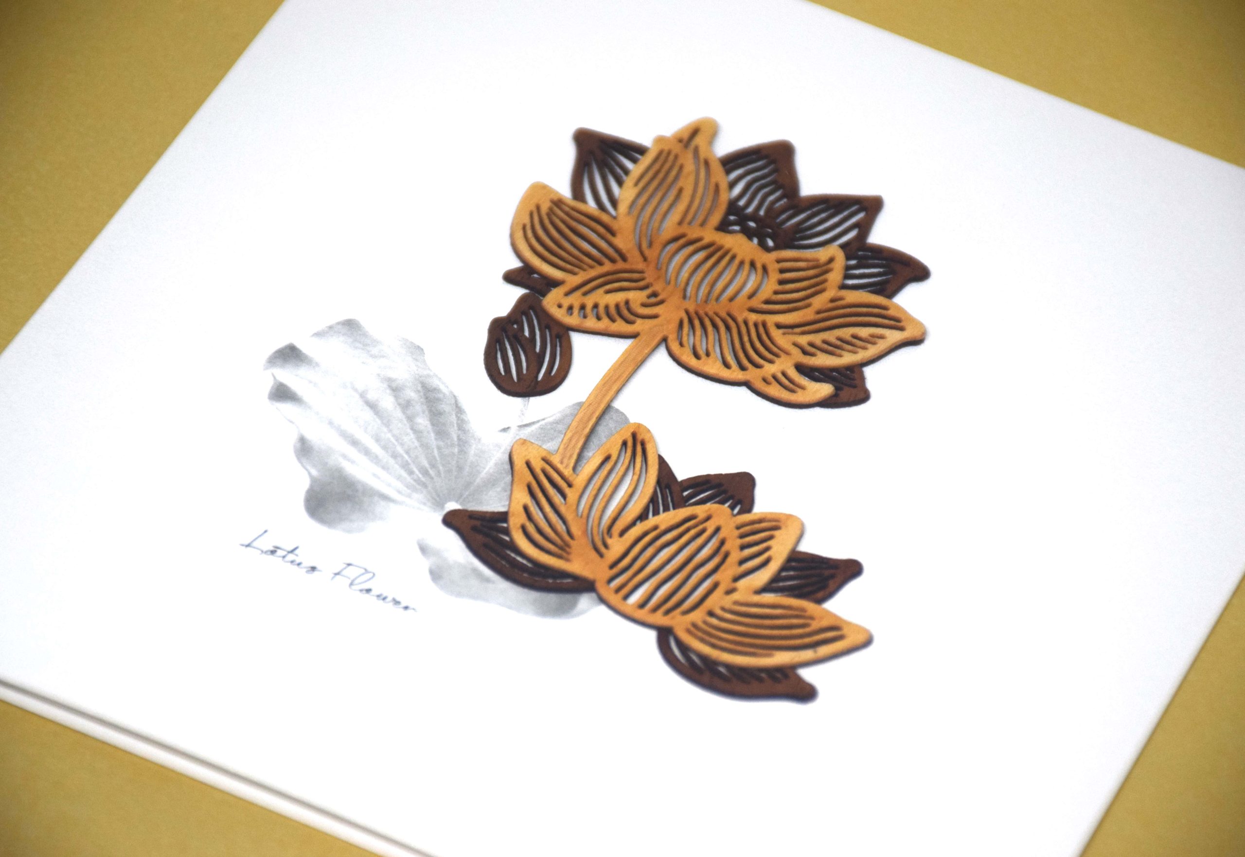 Wood-cut Card : Lotus Flower NEW! – Intouch Stationery Singapore