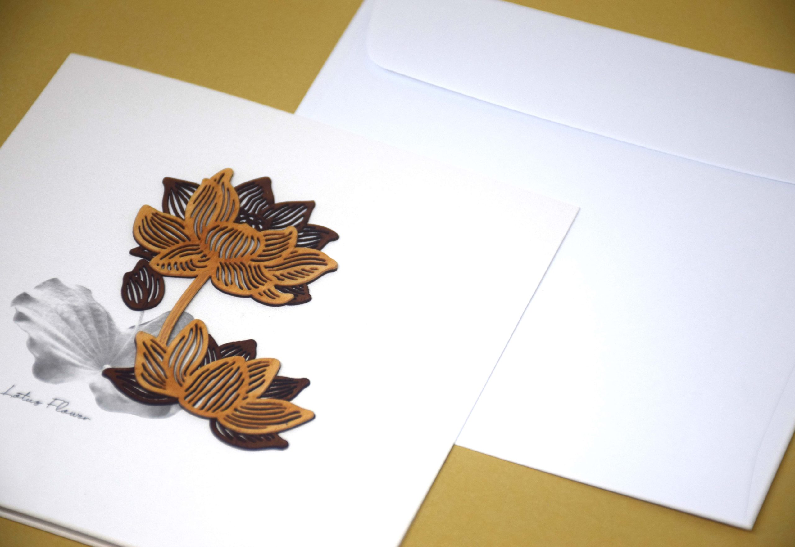 Wood-cut Card : Lotus Flower NEW! – Intouch Stationery Singapore